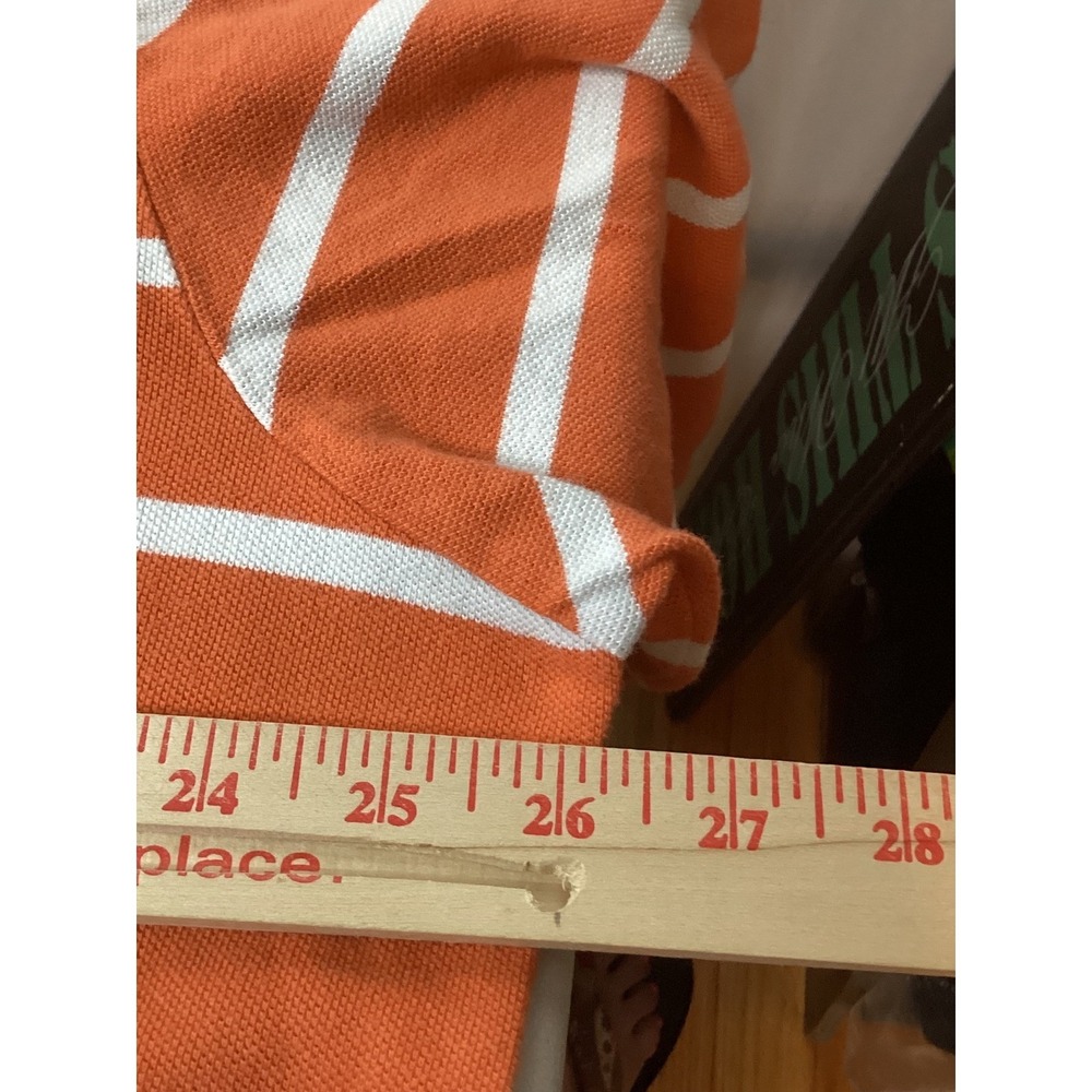 Polo‎ Ralph Lauren Mens Polo Shirt Orange White Striped Short Sleeve Casual Top - Picture 15 of 15